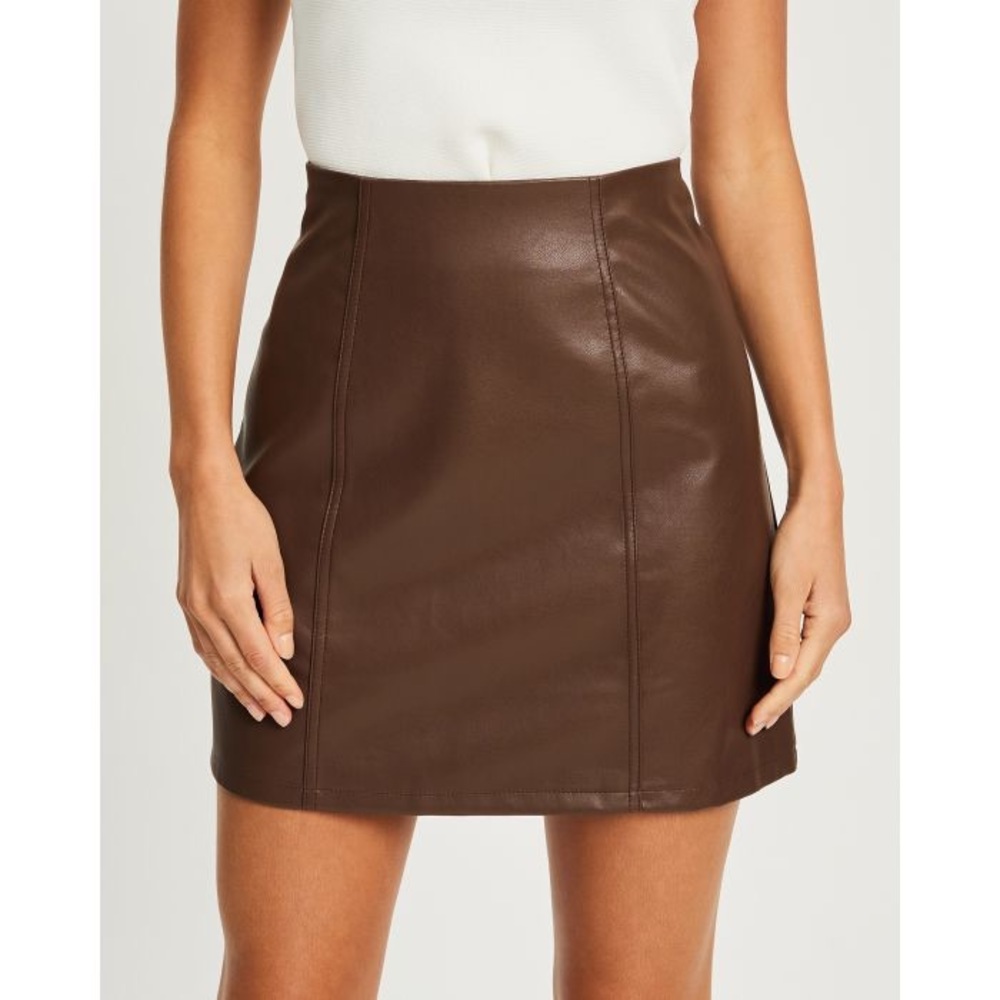 brown faux leather Tussah skirt